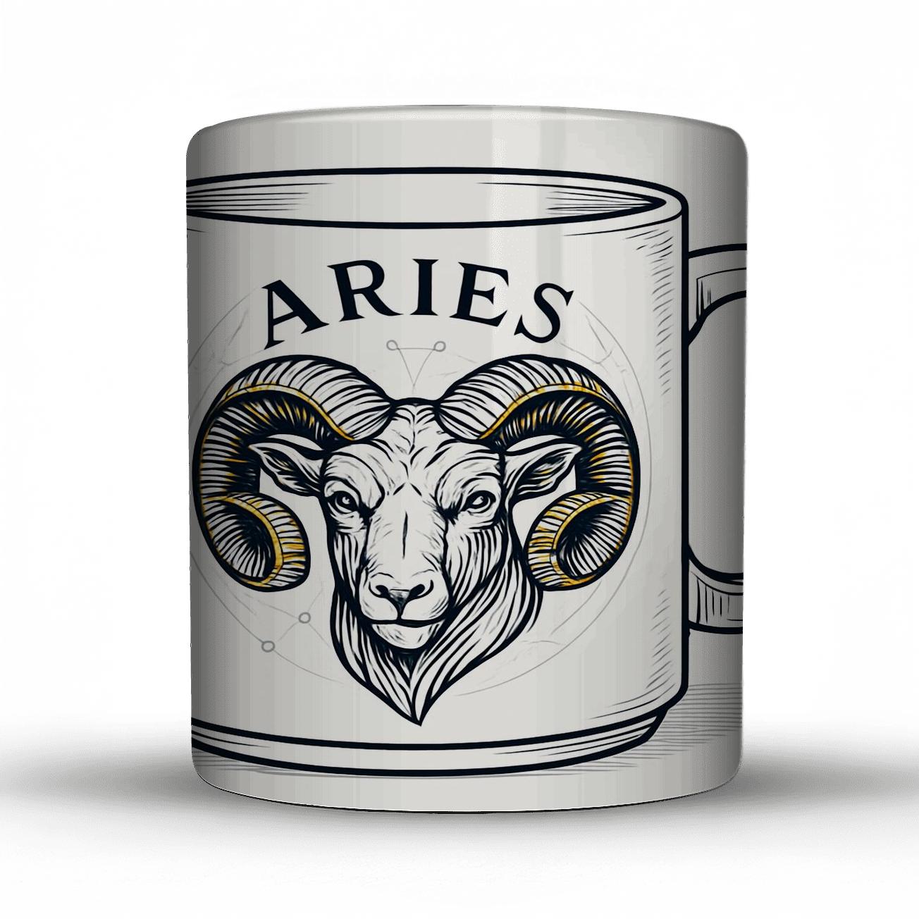 Aries Astral Ram Foil Linework decorative mug sets