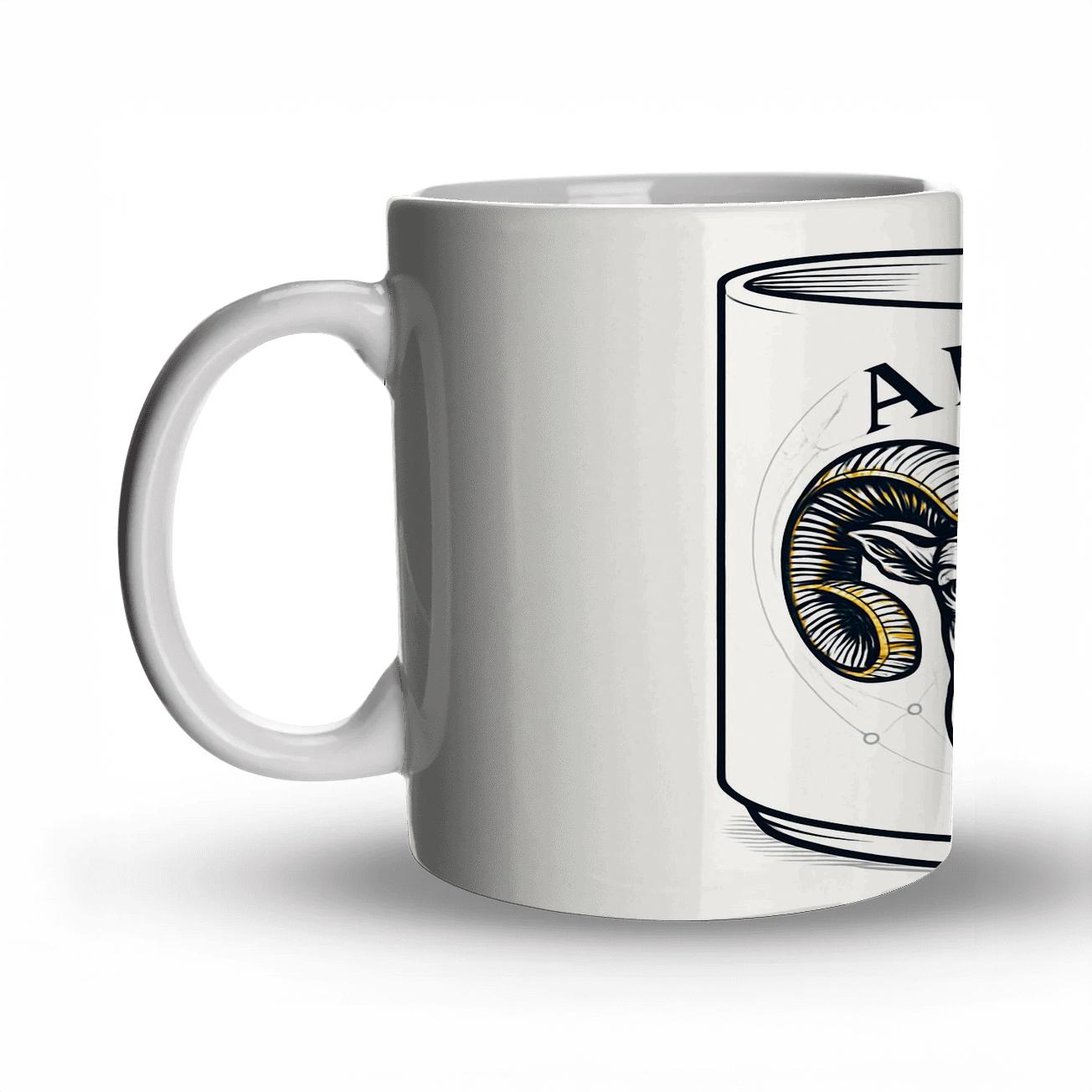 Aries Astral Ram Foil Linework decorative mug sets