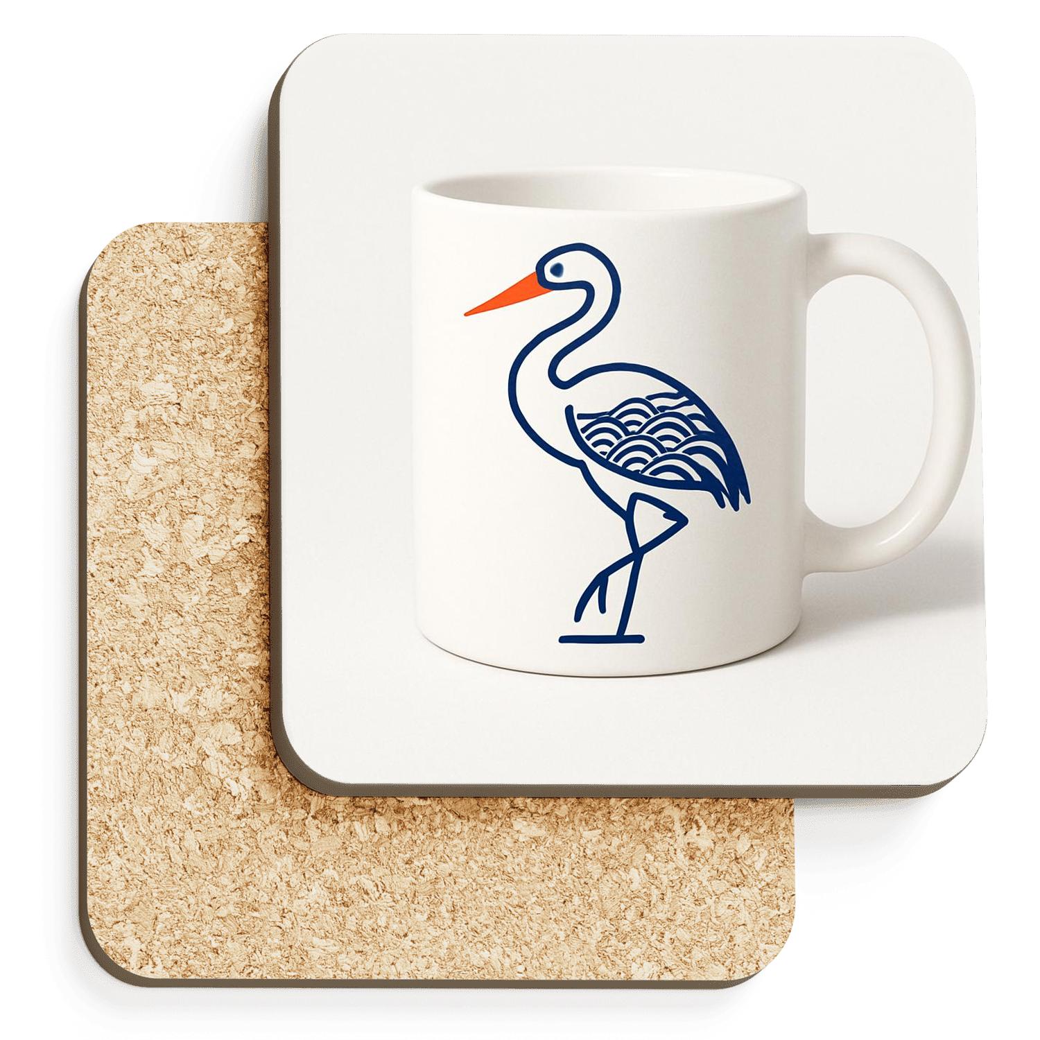 Ukiyo E Crane Minimal Line Wrap elegant tabletop coasters