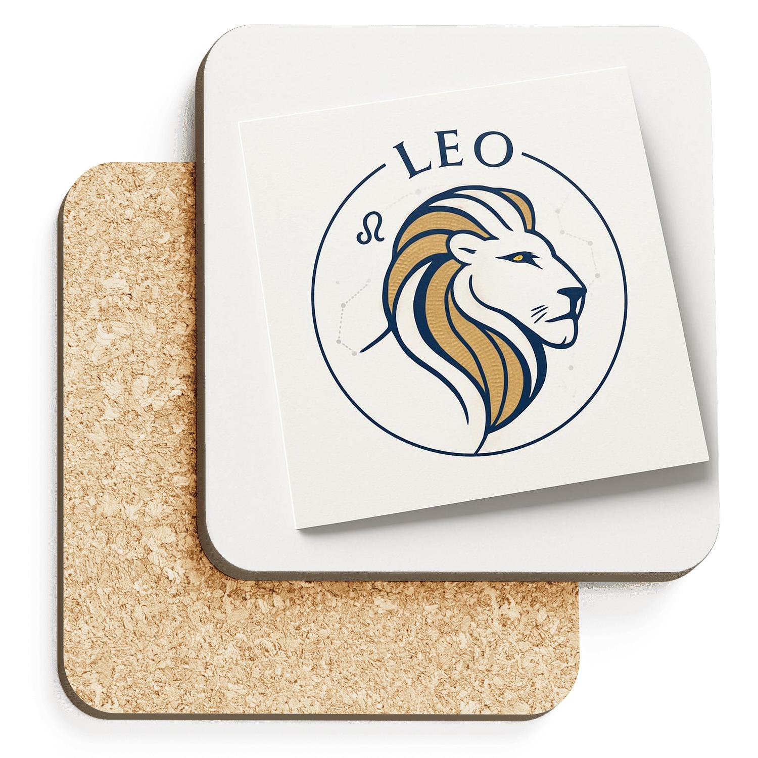 Leo Art Deco Constellation Emblem custom engraved coasters