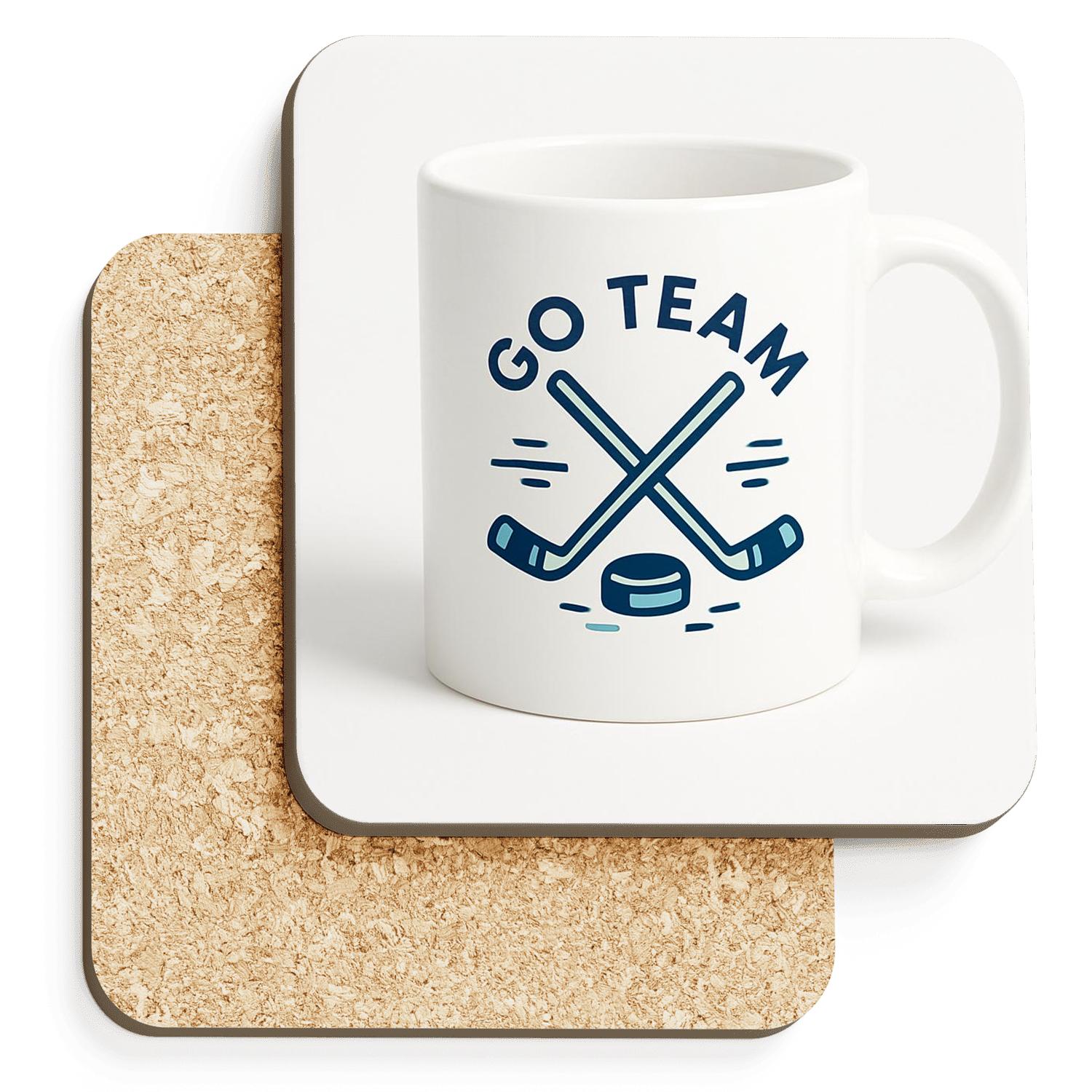 Hockey Rally Minimalist Line Art Mug wooden table coasters