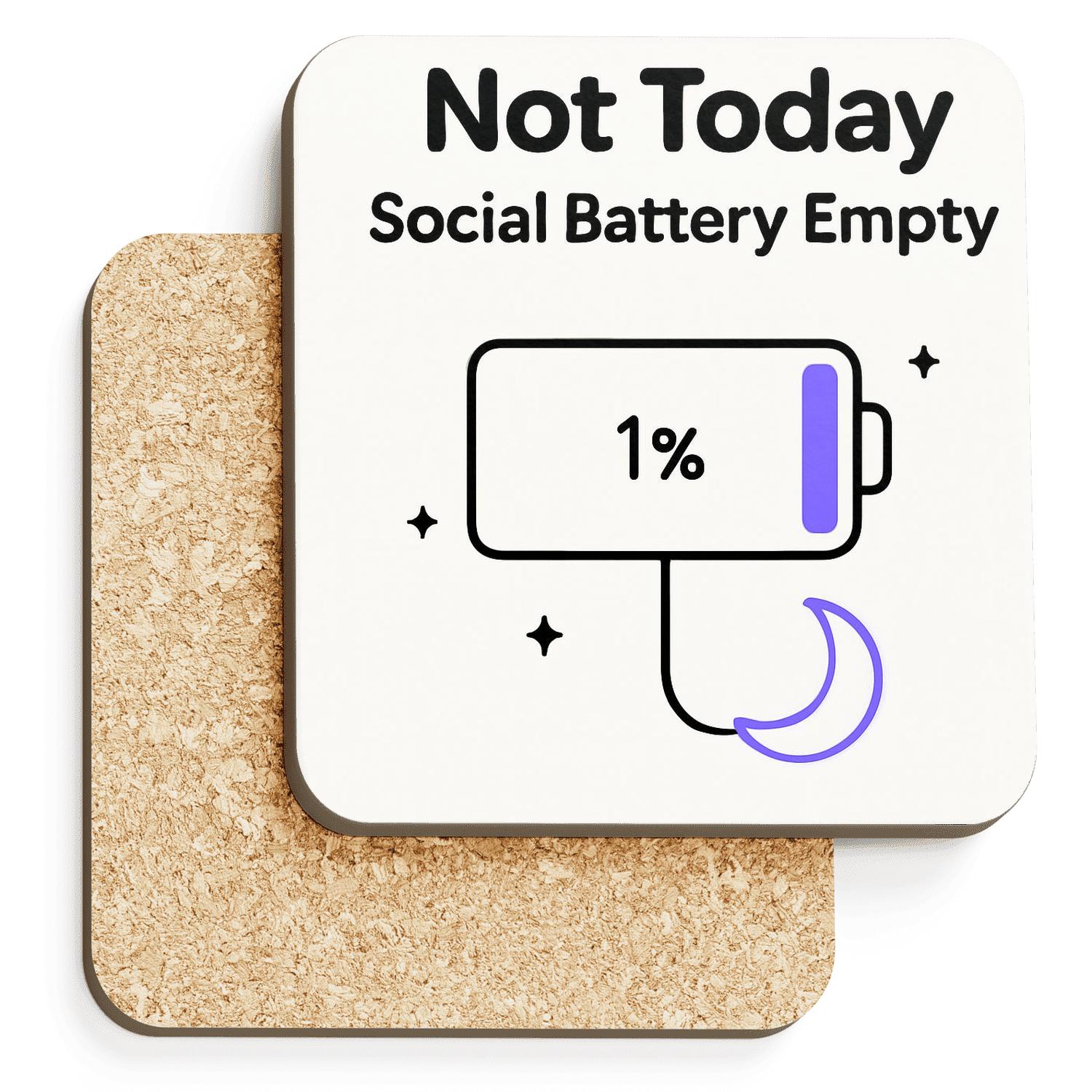 Social Battery Empty Lunar Mode elegant tabletop coasters