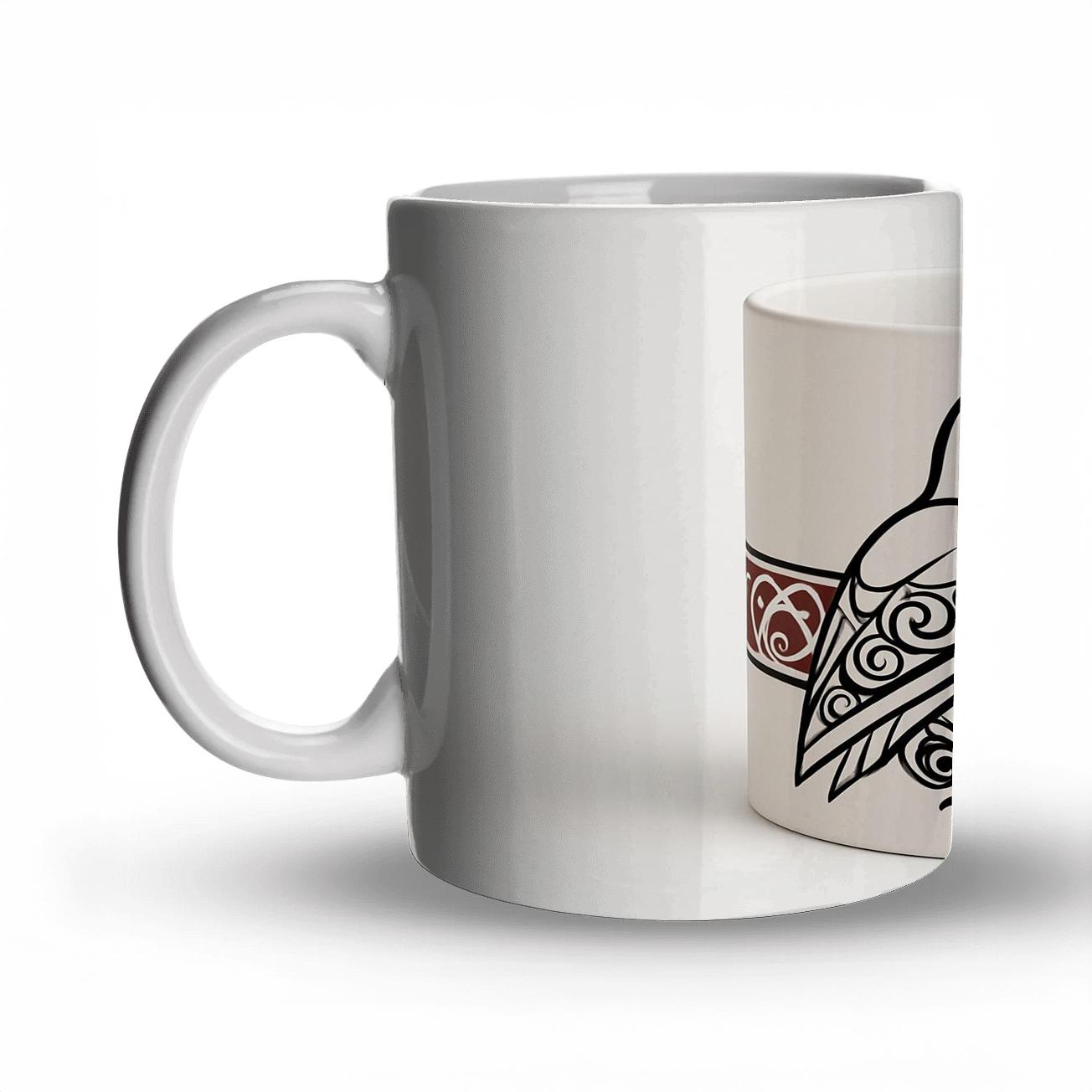 Rinpa Barn Owl Filigree Minimal Linework premium drinkware mugs