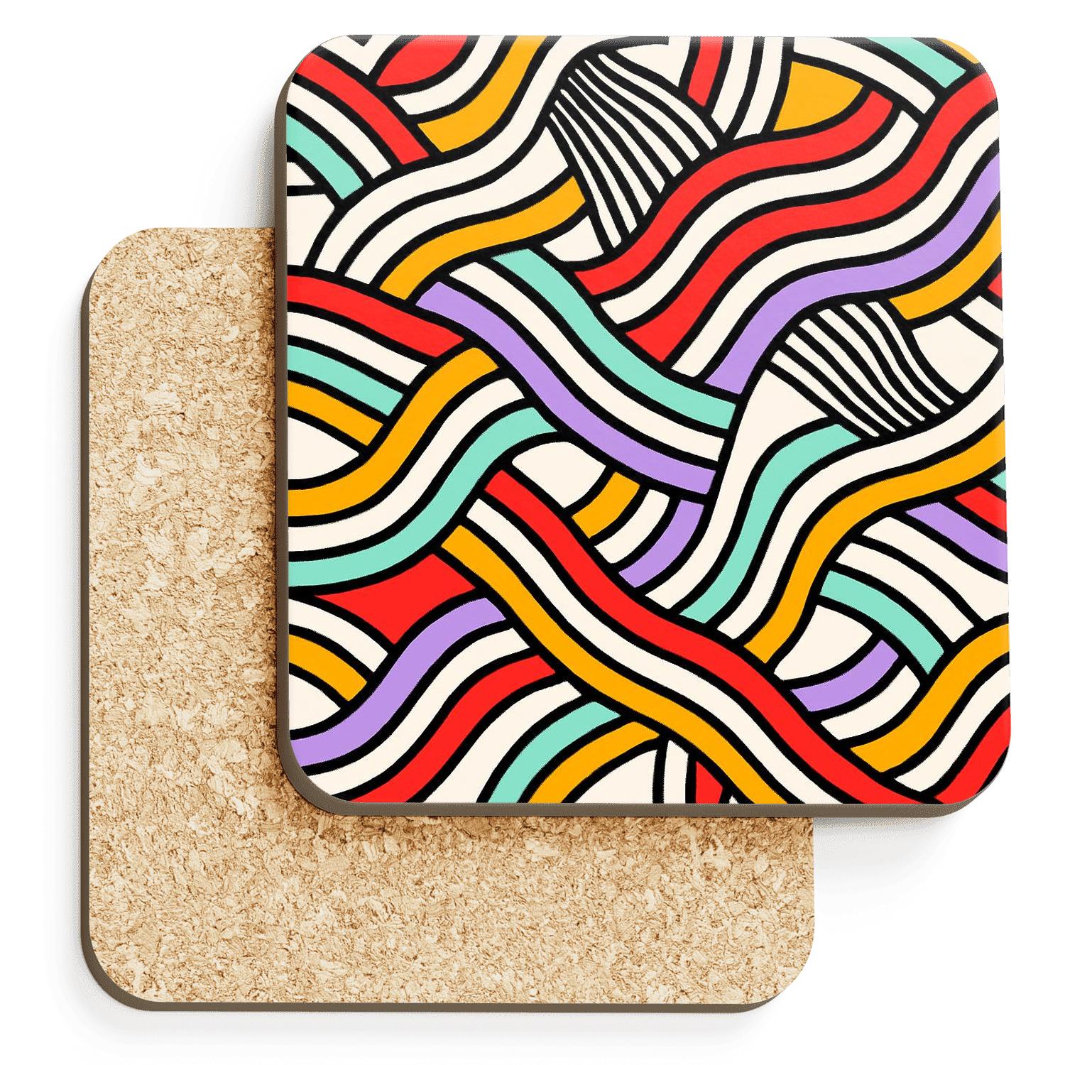 Op Art Festival Ribbons In Pop Palette absorbent drink coasters