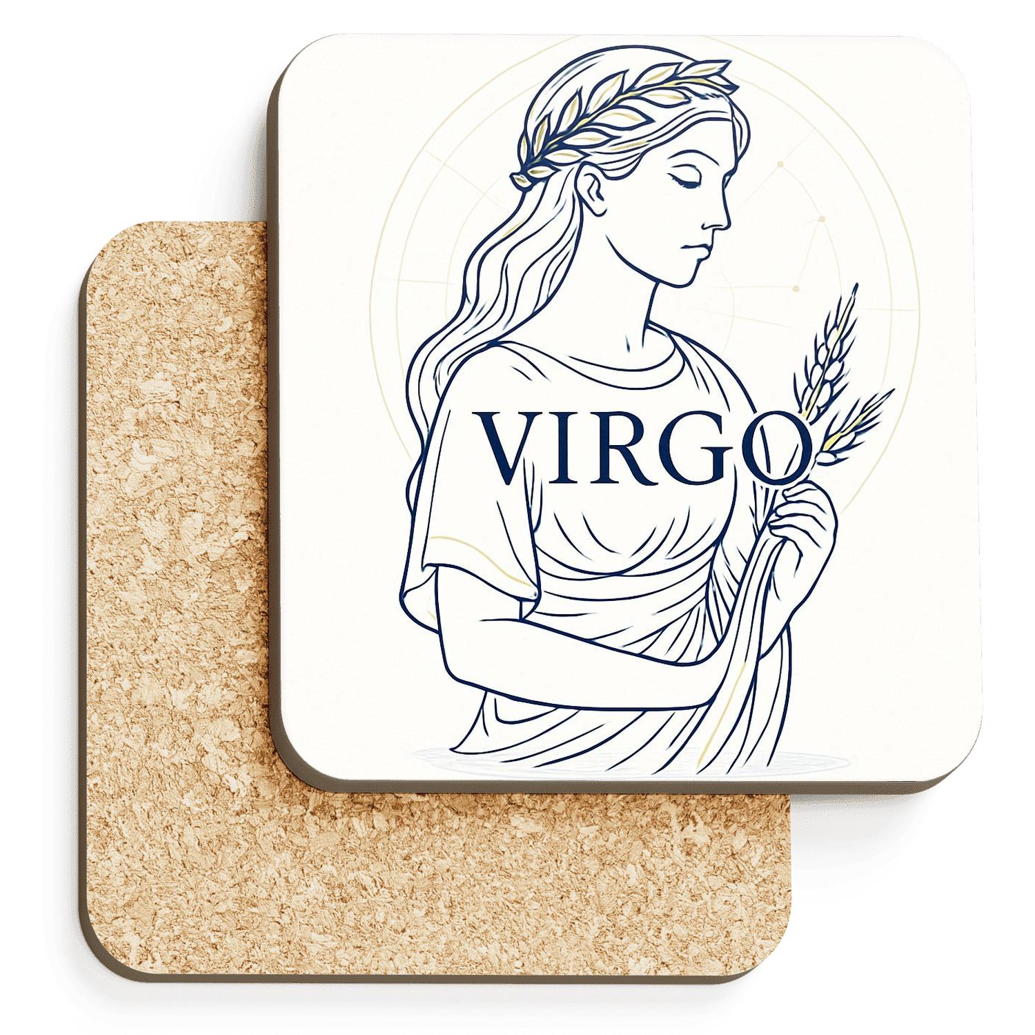 Virgo Astrolabe Minimal Maiden Seal wooden table coasters