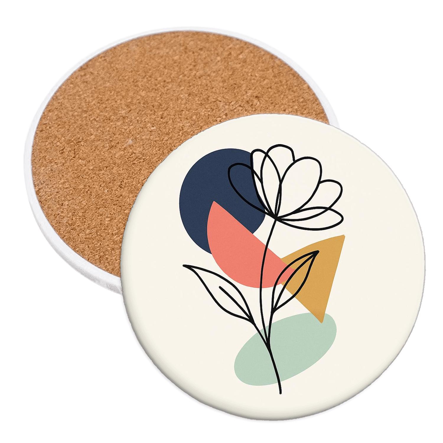 Orbit Bloom Line Art stone coaster collections