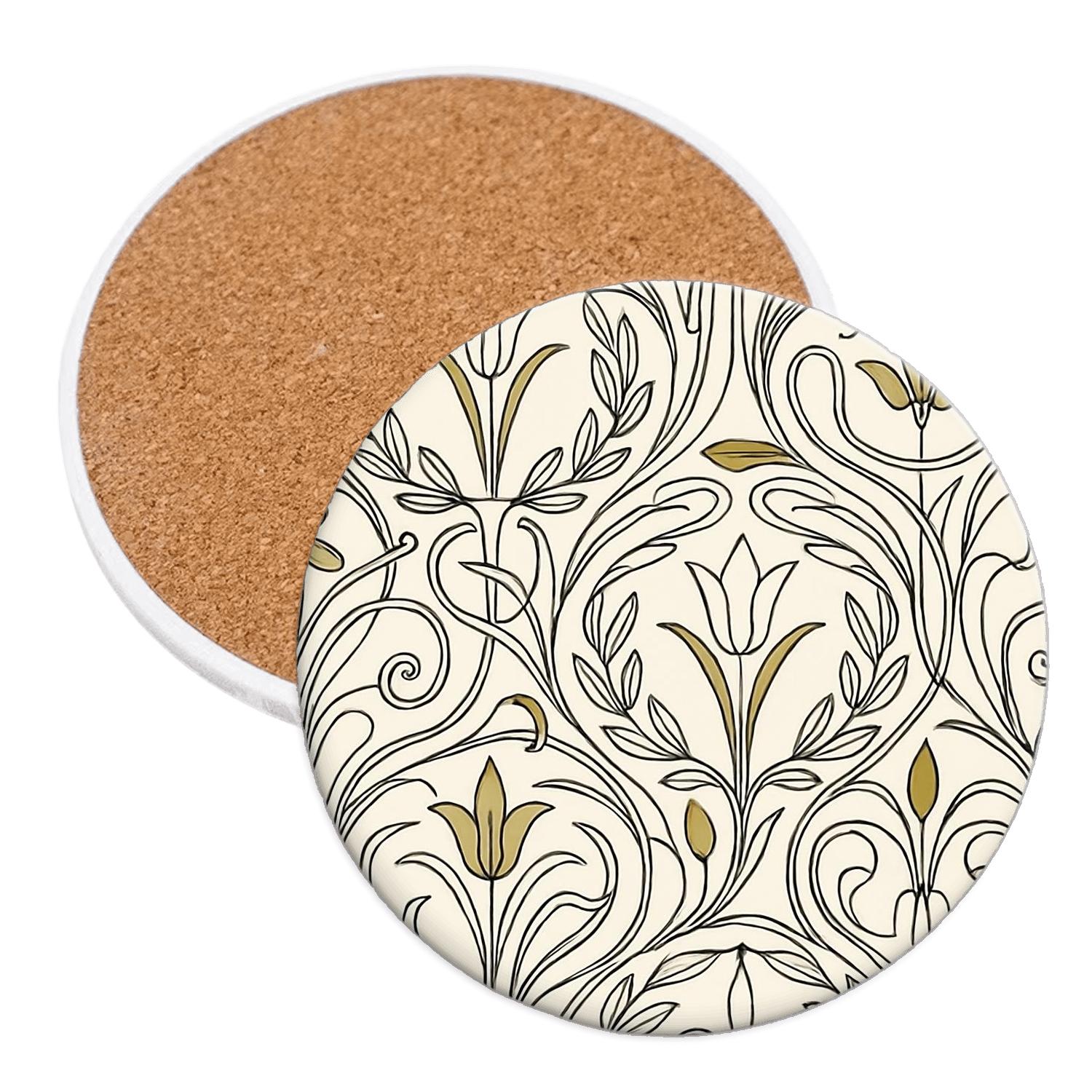 Vienna Secession Laurel Scrollwork absorbent drink coasters