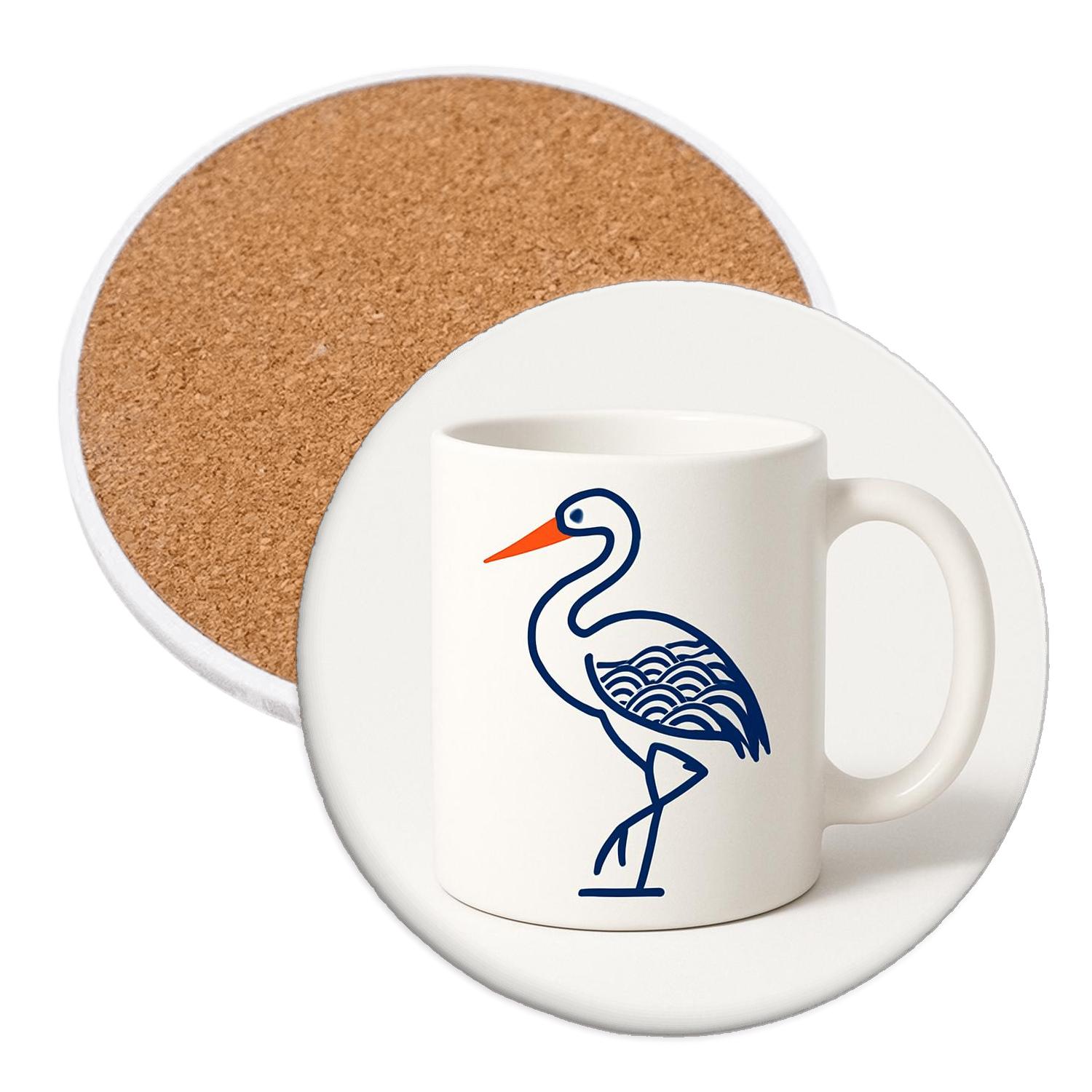Ukiyo E Crane Minimal Line Wrap decorative beverage coasters