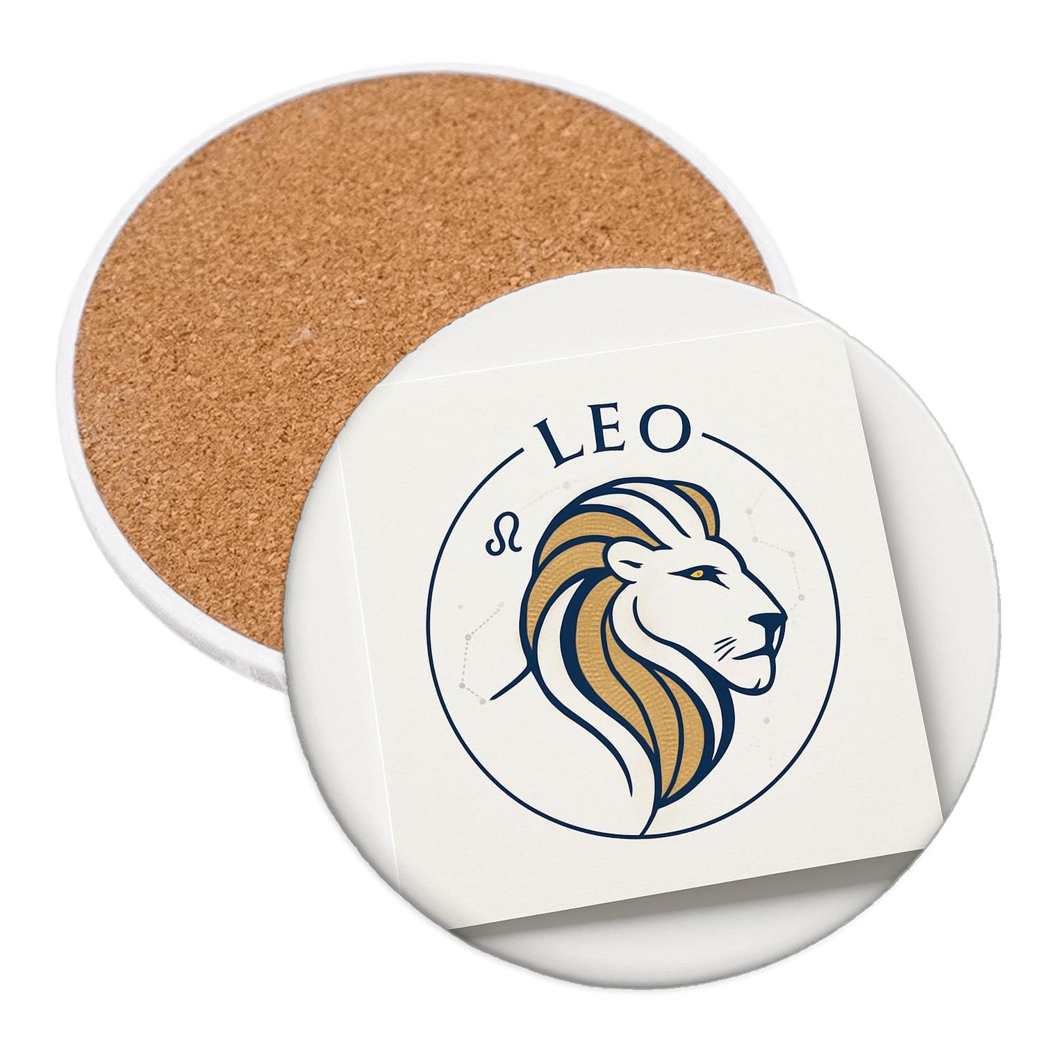 Leo Art Deco Constellation Emblem custom engraved coasters
