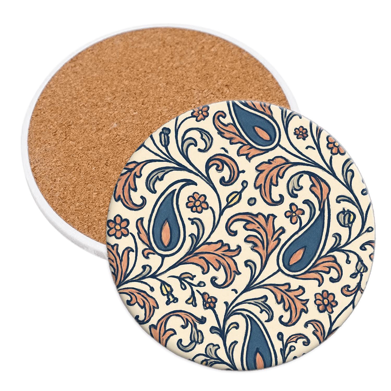Arts And Crafts Paisley Comet Vines coasters for home decor