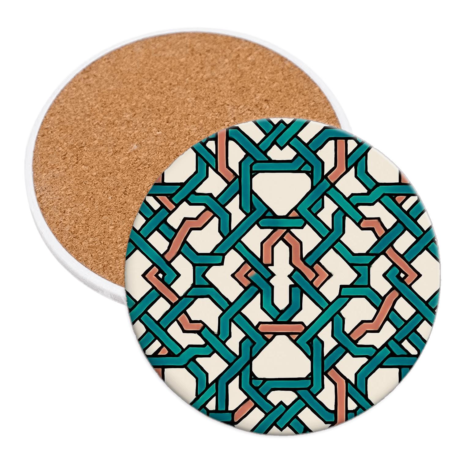 Girih Decagon Minimal Weave decorative beverage coasters