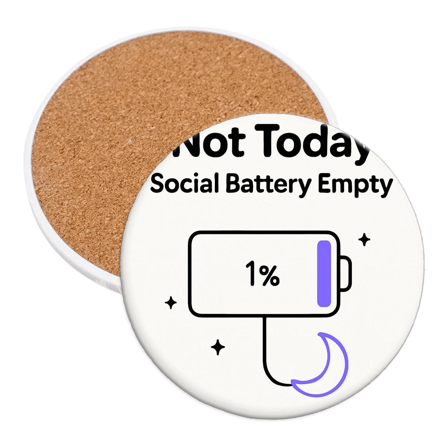 Social Battery Empty Lunar Mode wooden table coasters
