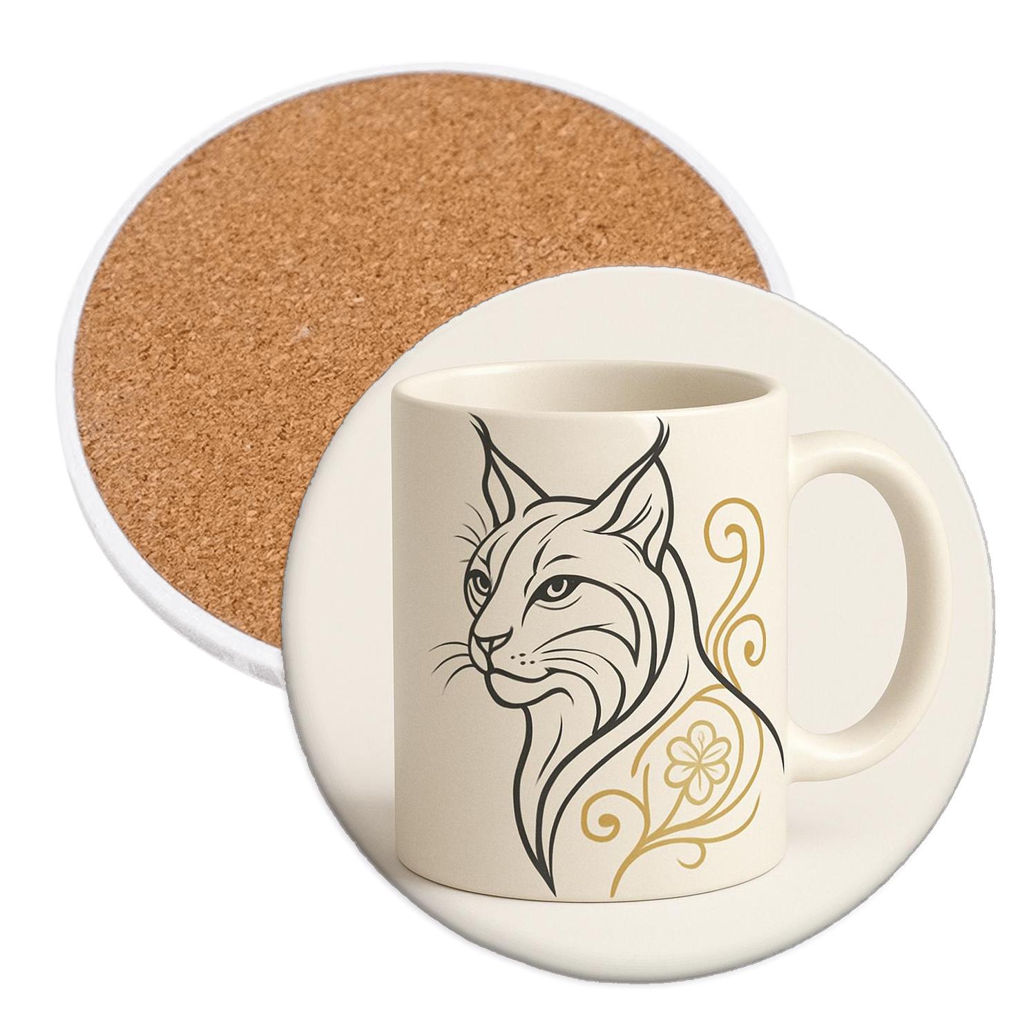 Art Nouveau Lynx Ornamental Minimal Wrap decorative beverage coasters