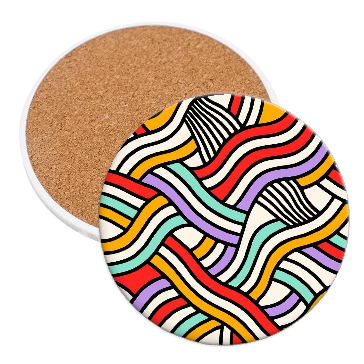 Op Art Festival Ribbons In Pop Palette personalized drink coasters