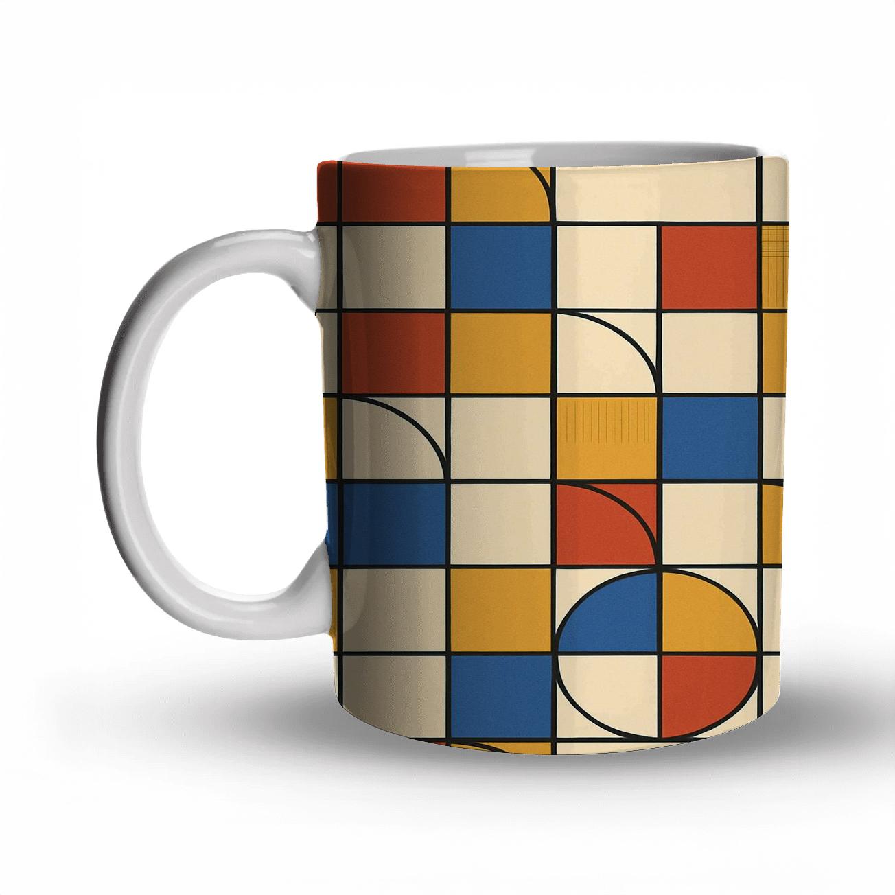 Bauhaus Weaving Grid Rhythm ceramic coffee mugs