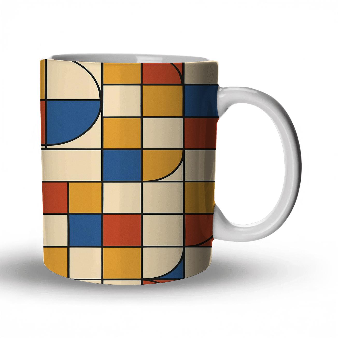 Bauhaus Weaving Grid Rhythm ceramic coffee mugs