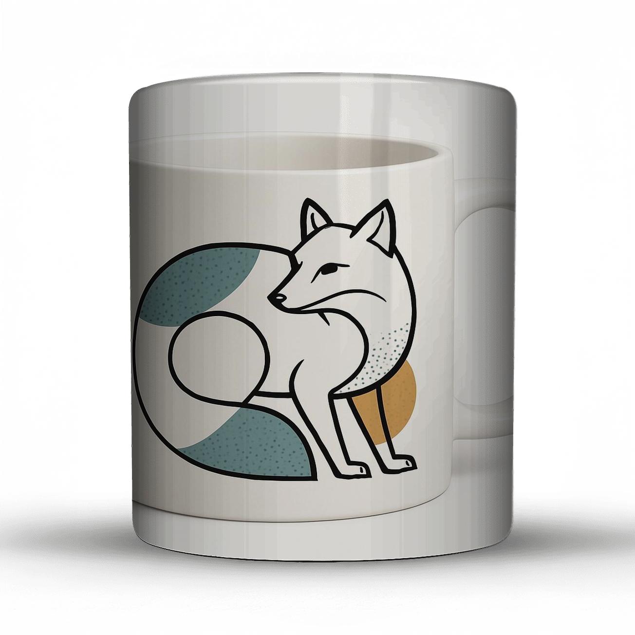 Arctic Fox Bauhaus Line Art Mug Wrap premium drinkware mugs