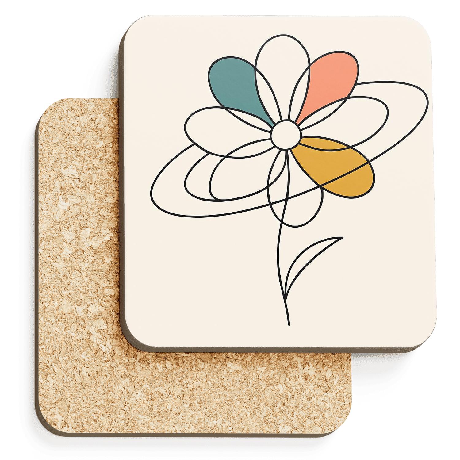 Orbit Bloom Line Art absorbent drink coasters