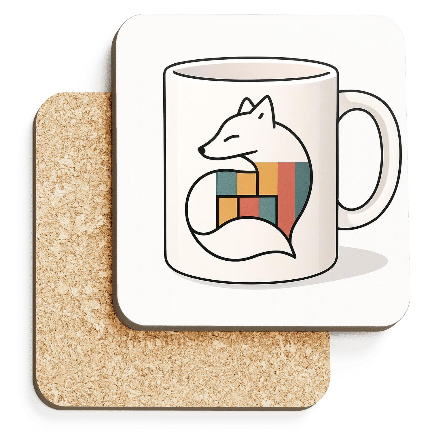 Arctic Fox Bauhaus Weave Mug Line Art elegant tabletop coasters
