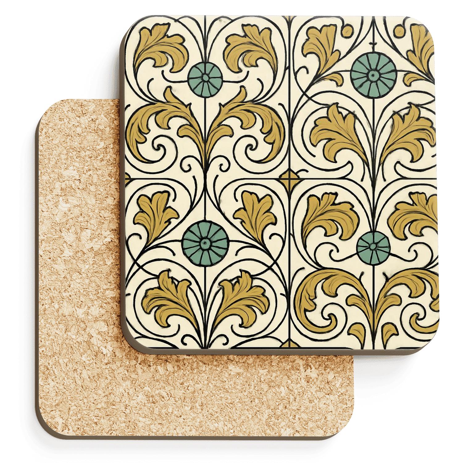 Vienna Secession Cosmic Vine Motif custom engraved coasters