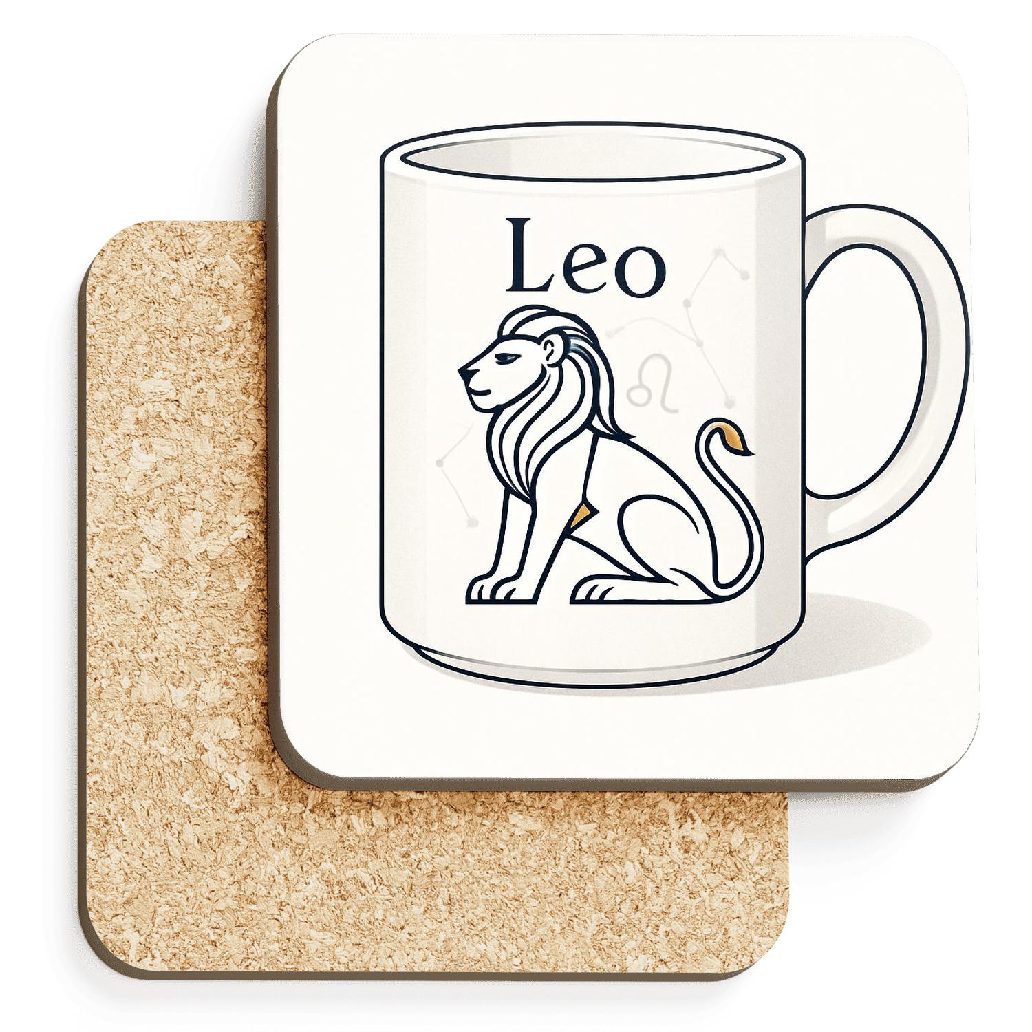 Leo Art Deco Solar Lion Constellation Mug Line Art decorative beverage coasters
