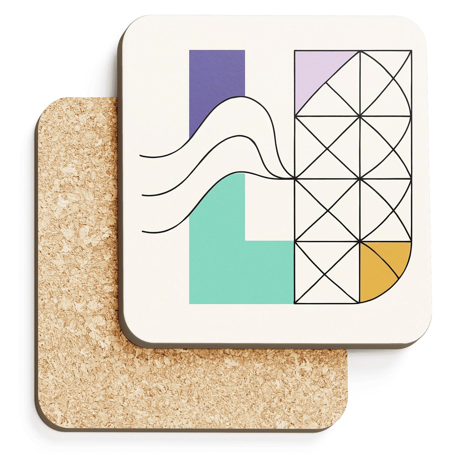 Tidal Geometry Line Art custom engraved coasters