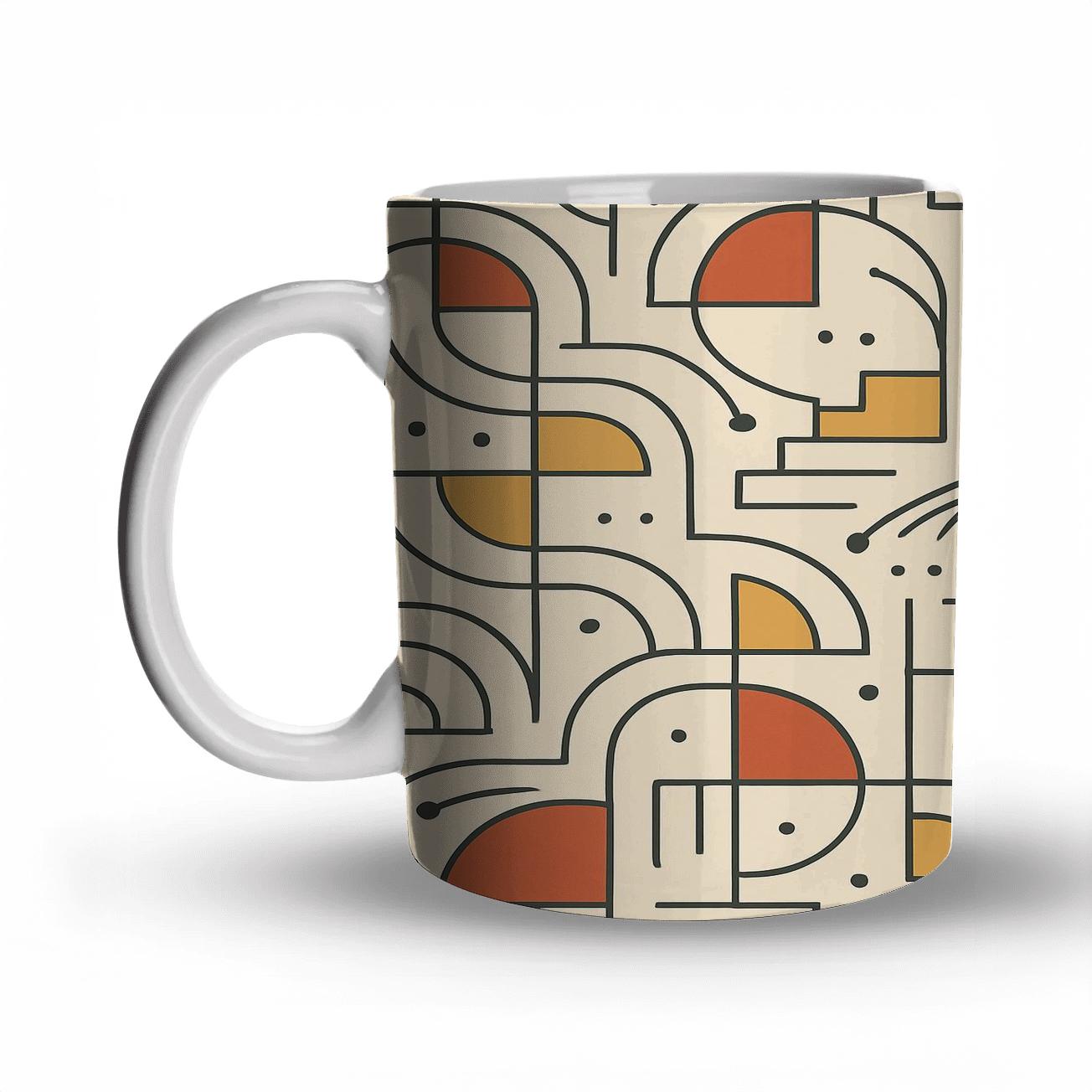 Bauhaus Comet Weave Line Pattern decorative mug sets