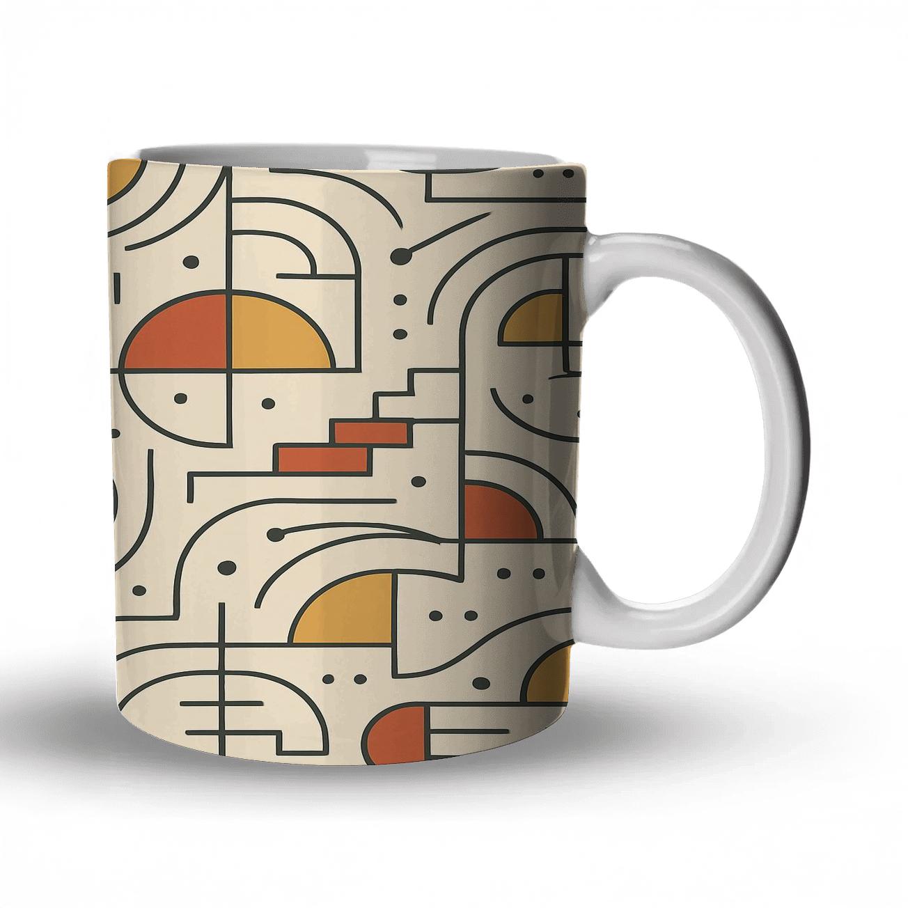 Bauhaus Comet Weave Line Pattern decorative mug sets