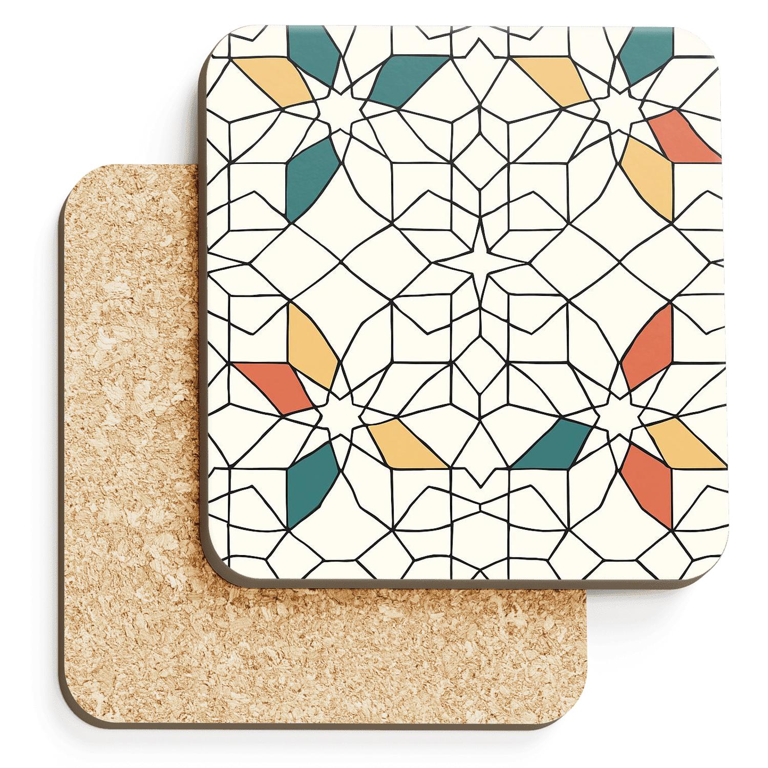 Islamic Girih Star Polygon Minimal personalized drink coasters