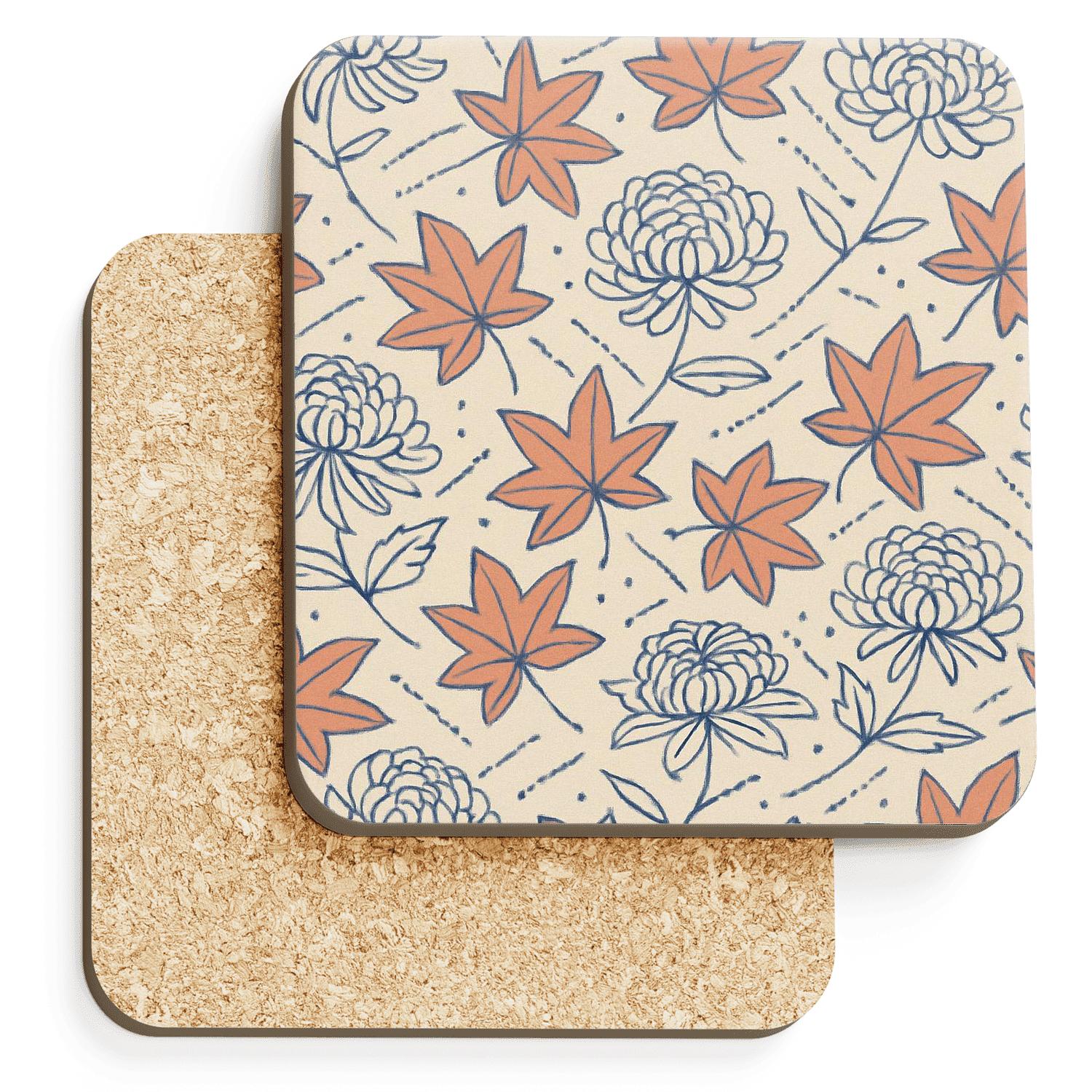 Taisho Era Mingei Constellation Florals custom engraved coasters