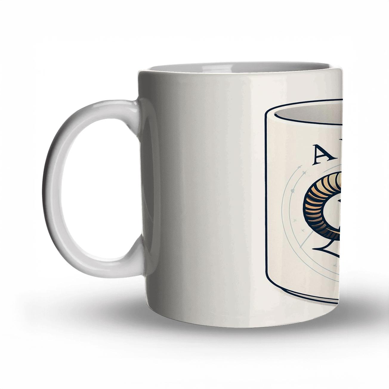 Aries Celestial Ram Gold And Navy Line Art Mug decorative mug sets