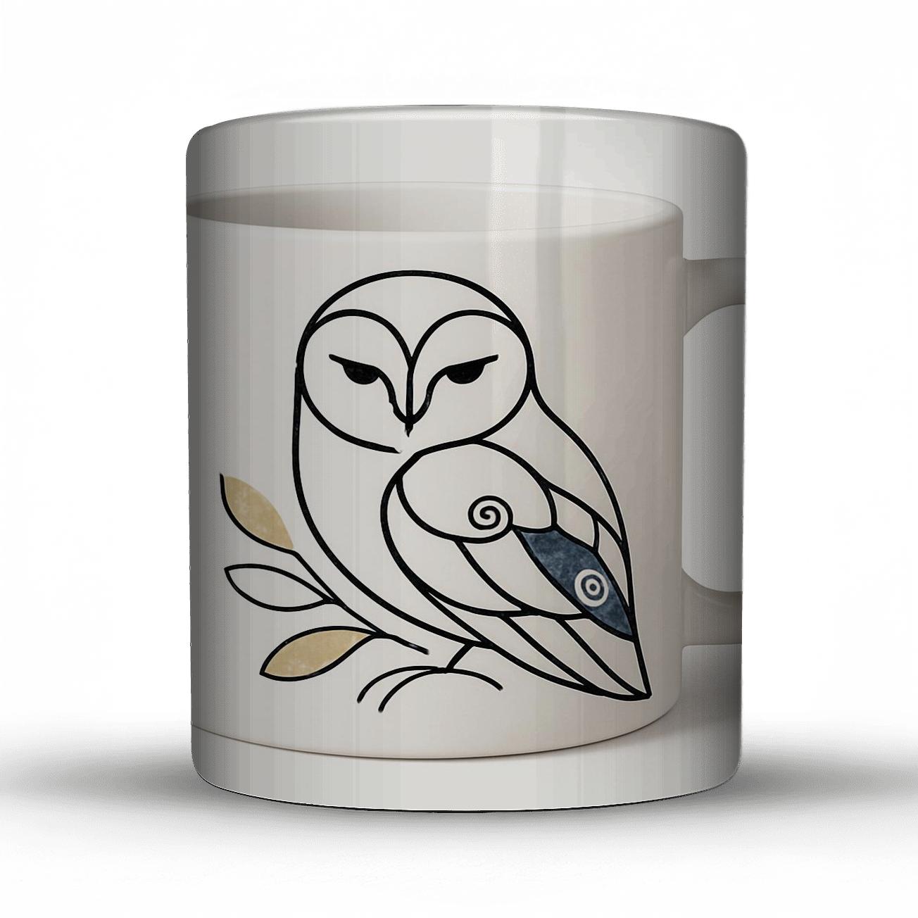 Rinpa Night Owl Line Art Mug premium drinkware mugs