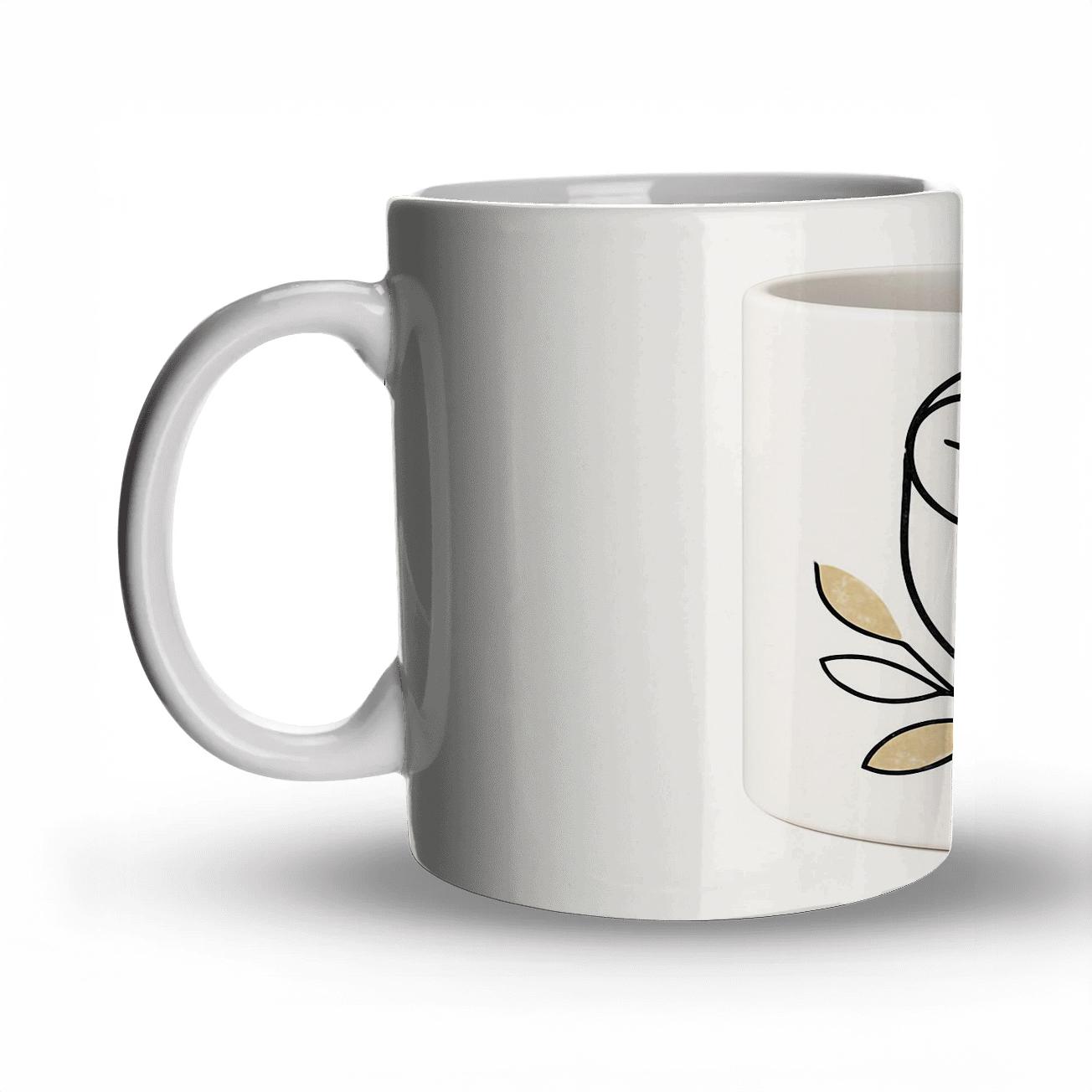 Rinpa Night Owl Line Art Mug premium drinkware mugs