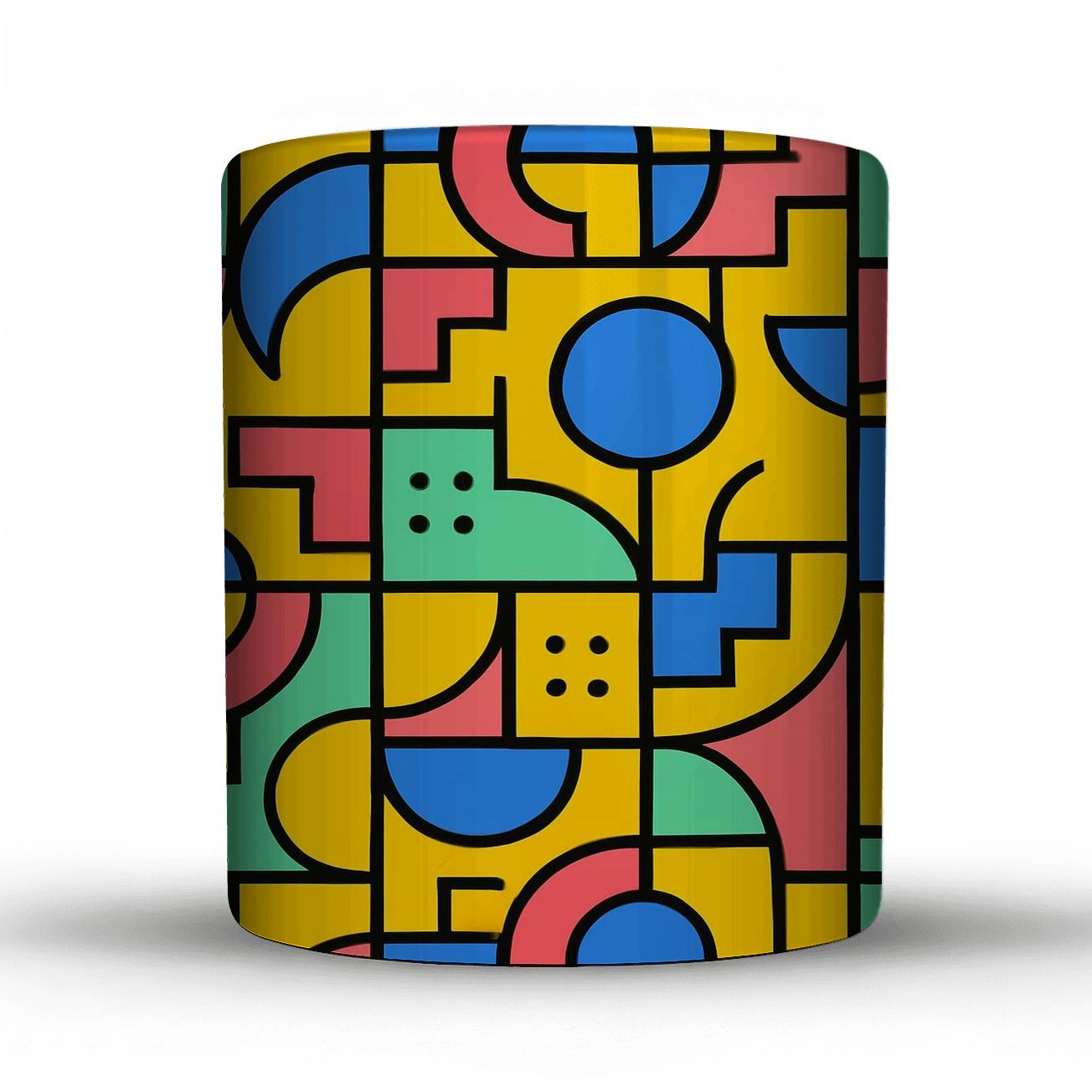 Memphis Bauhaus Transit Glyphs travel mugs with handles