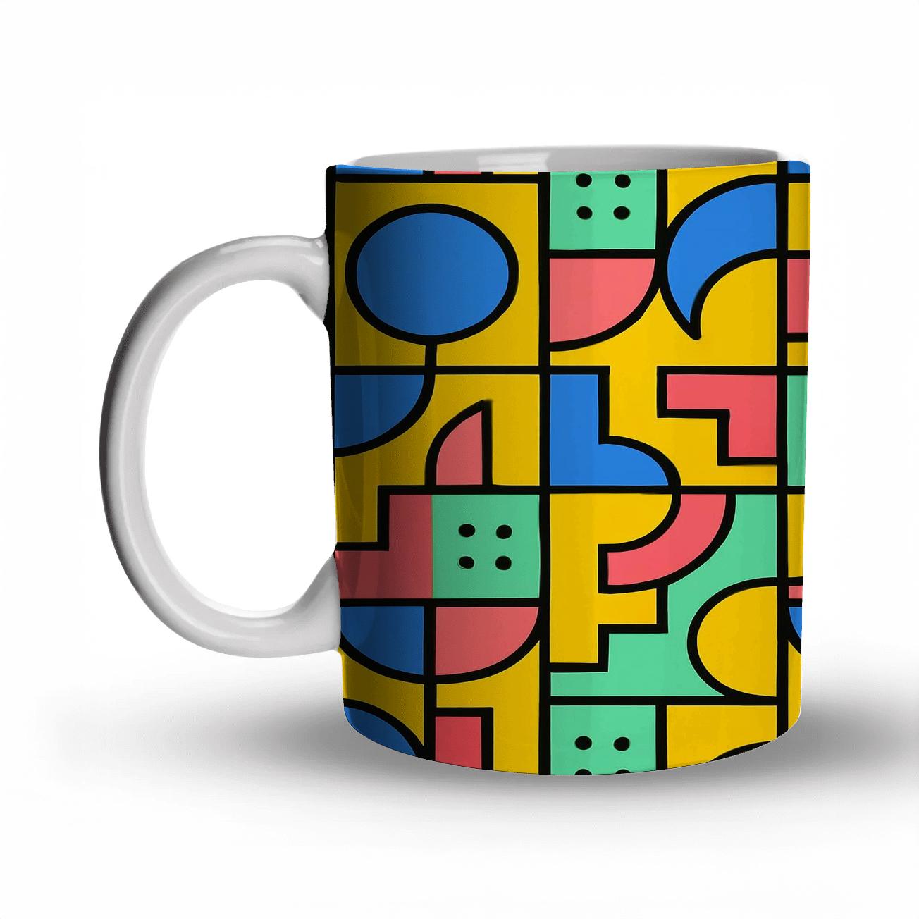 Memphis Bauhaus Transit Glyphs travel mugs with handles