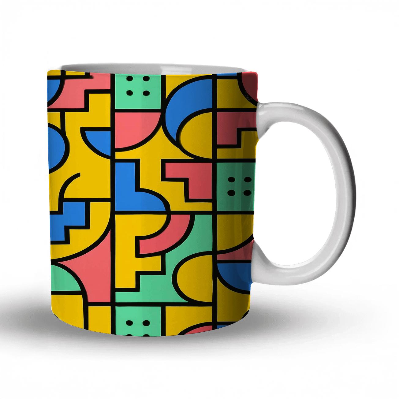 Memphis Bauhaus Transit Glyphs travel mugs with handles
