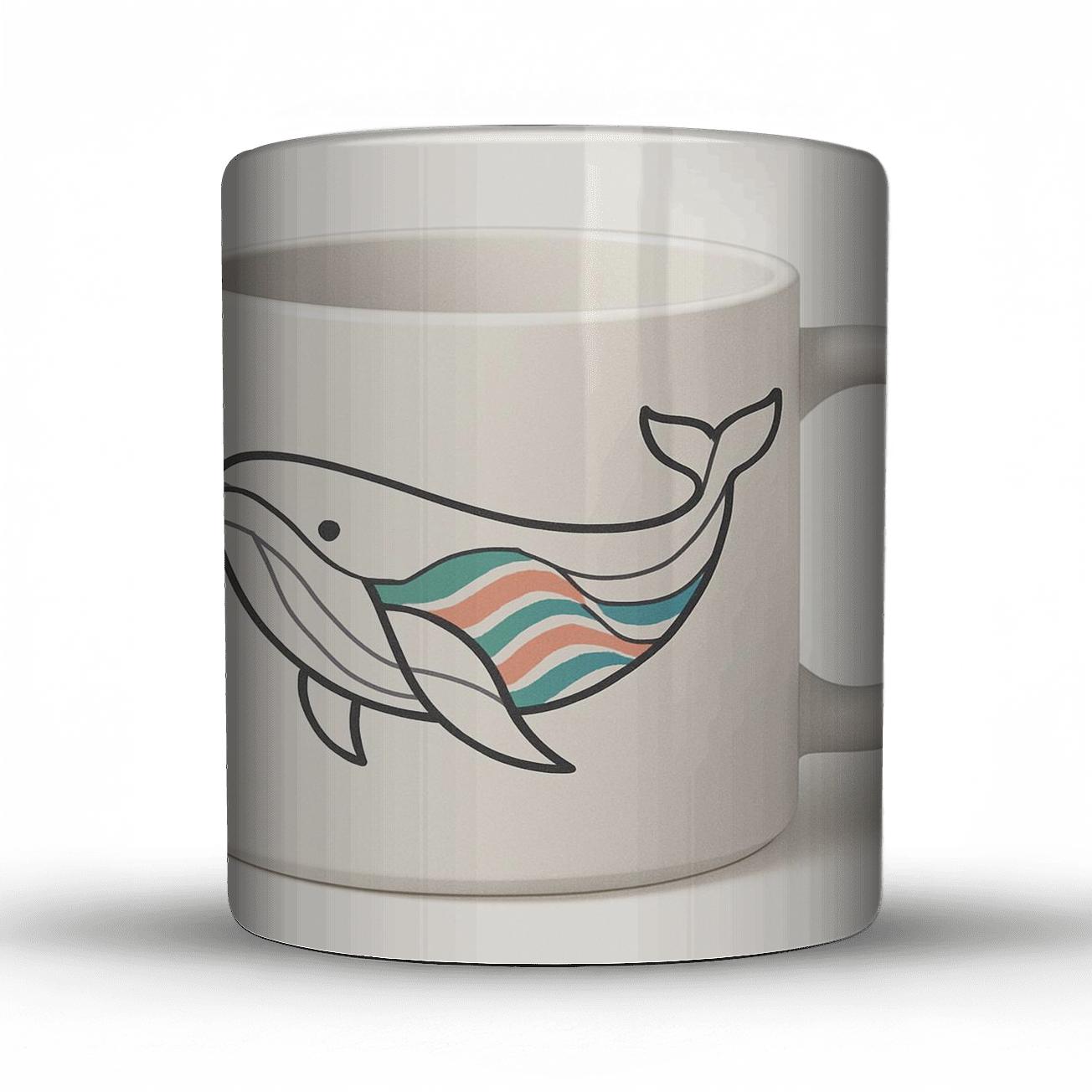 Nordic Op Art Whale Line Art Mug novelty coffee mugs