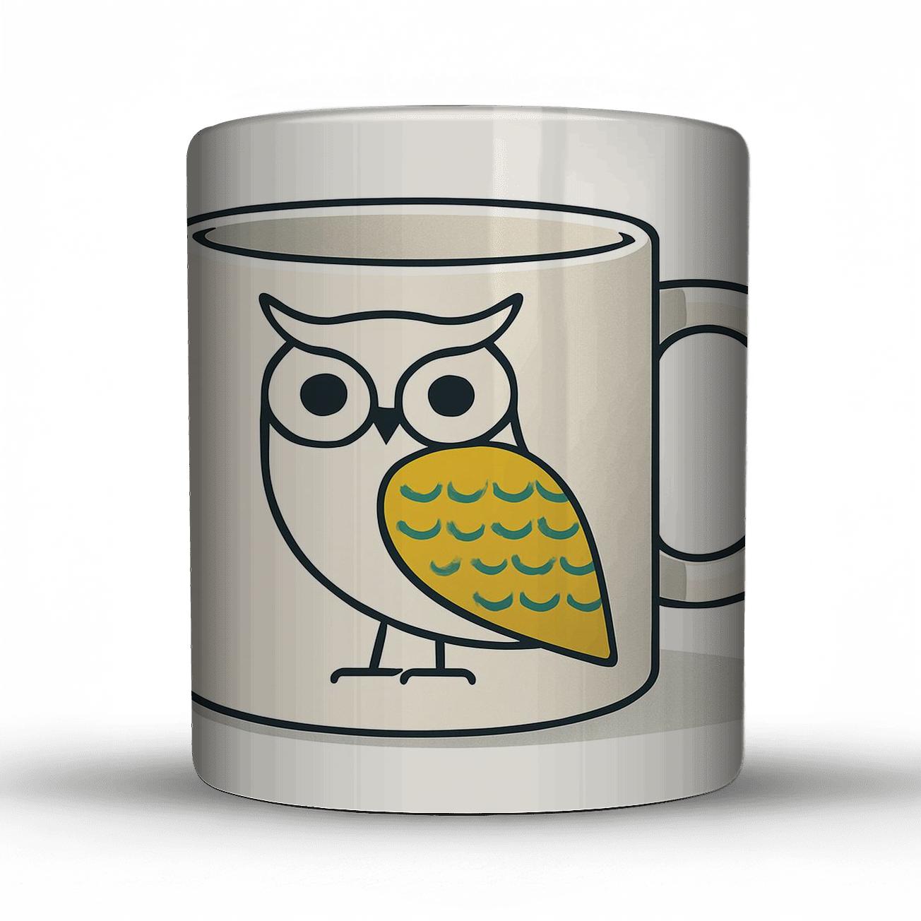 Bauhaus Owl Spiral Mug Line Art ceramic coffee mugs