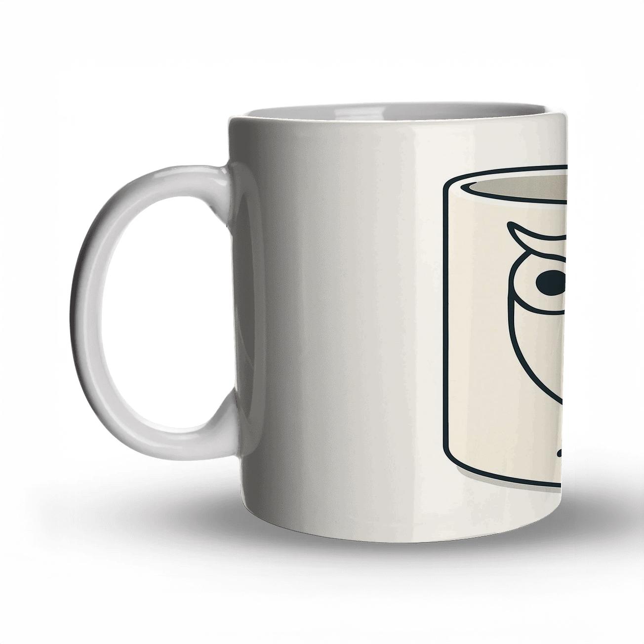 Bauhaus Owl Spiral Mug Line Art ceramic coffee mugs