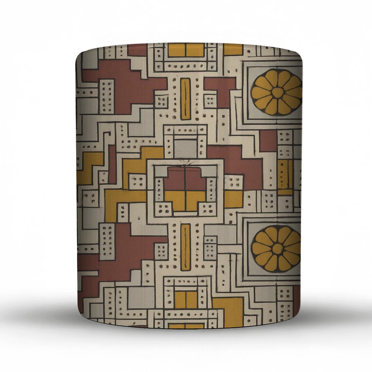 Viennese Secession Geometric Rosettes And Grid Filigree insulated thermal mugs