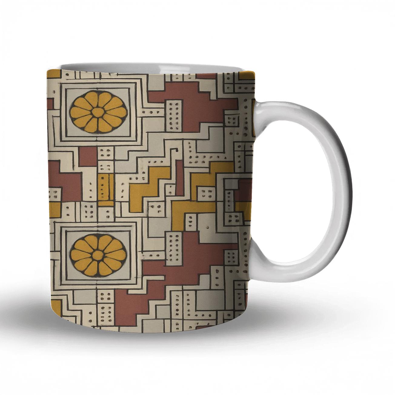 Viennese Secession Geometric Rosettes And Grid Filigree insulated thermal mugs