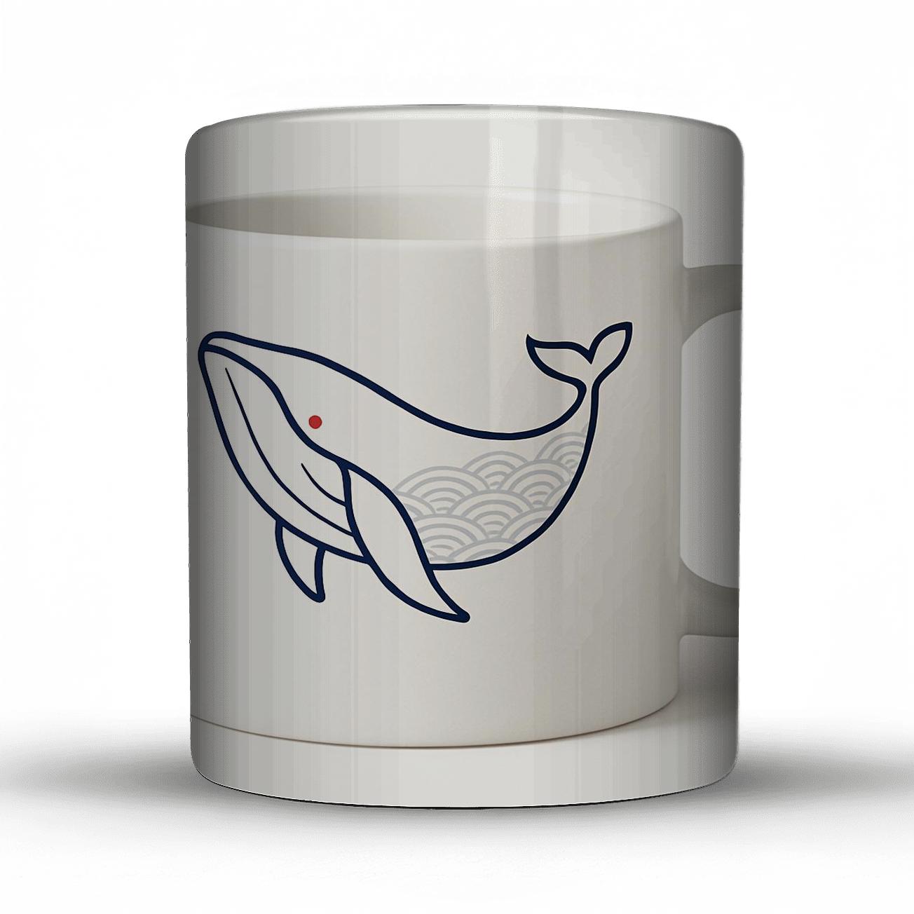 Ukiyoe Whale Wave Pattern Mug Line Art personalized mugs