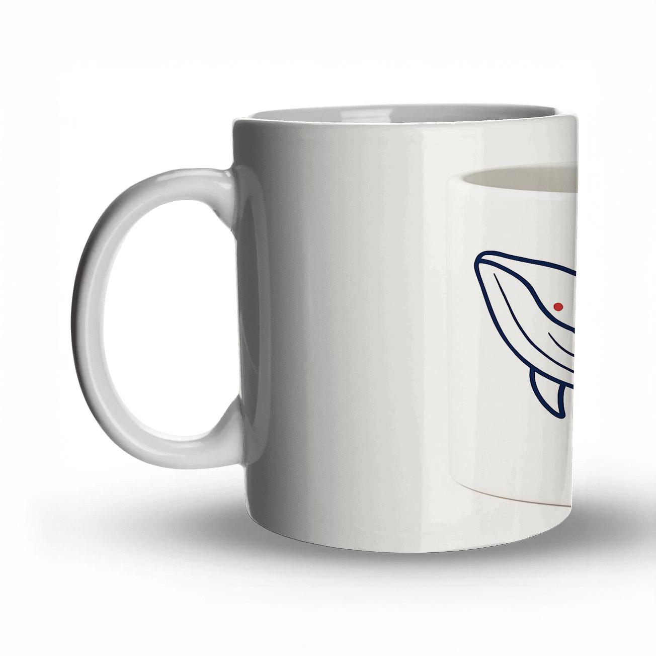 Ukiyoe Whale Wave Pattern Mug Line Art personalized mugs