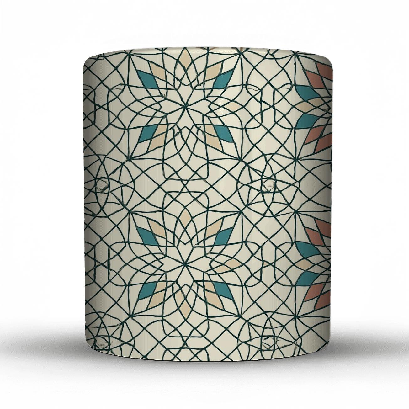 Andalusian Girih Rosette Minimal Linework decorative mug sets
