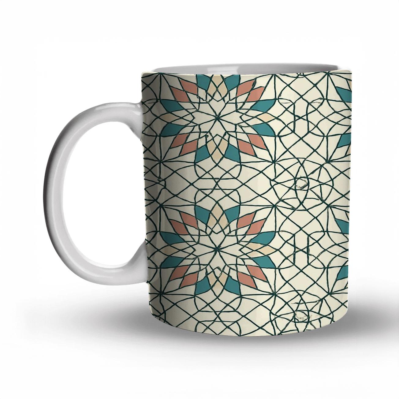 Andalusian Girih Rosette Minimal Linework decorative mug sets