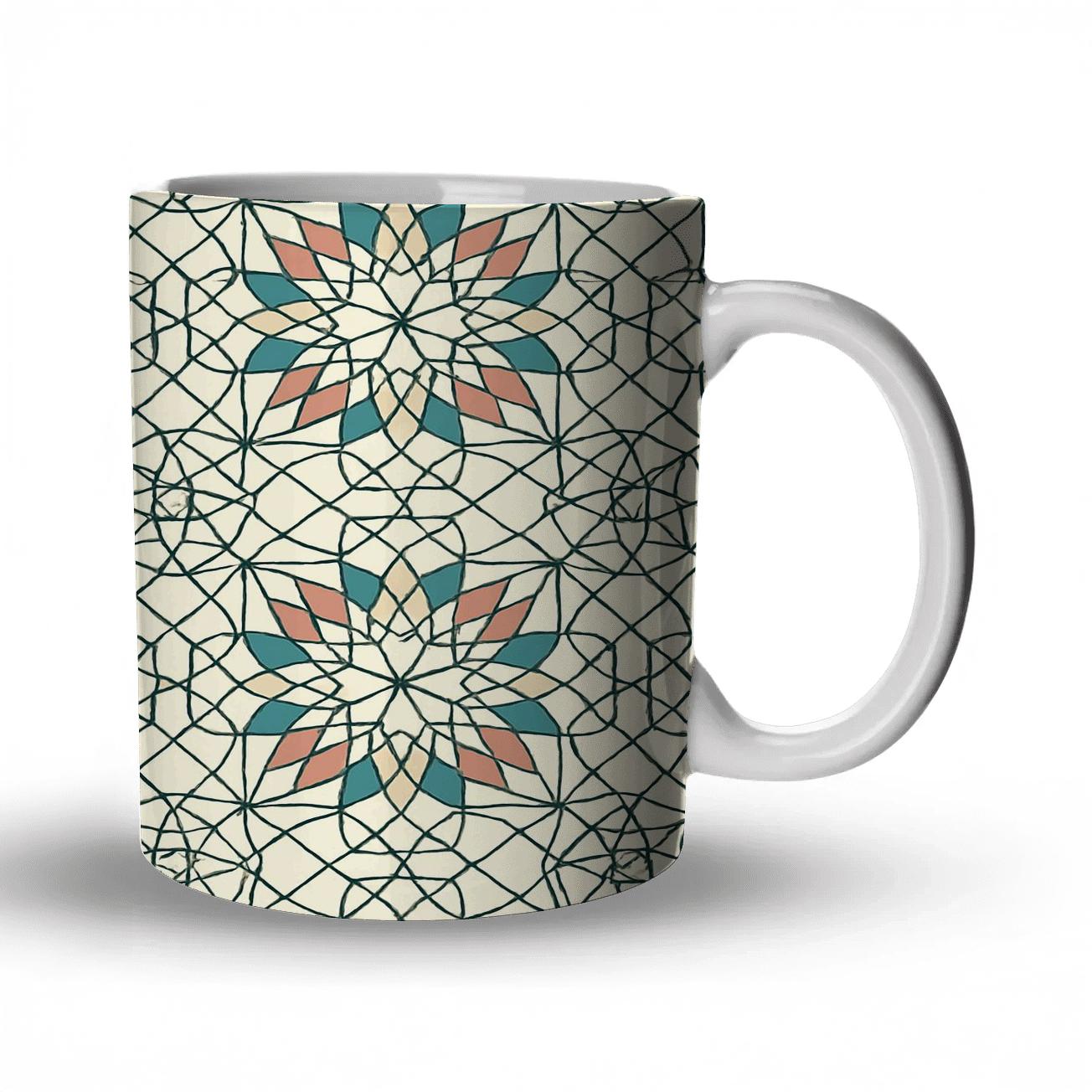 Andalusian Girih Rosette Minimal Linework decorative mug sets
