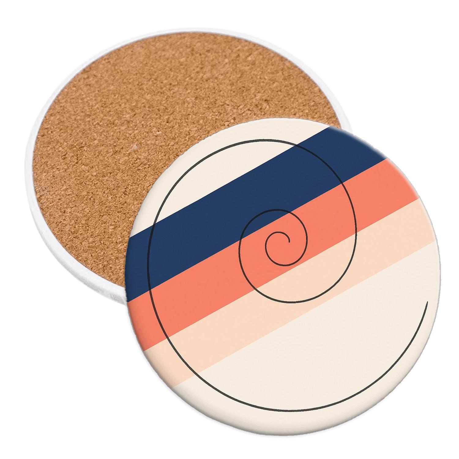 Geometric Tide Spiral With Complementary Bands personalized drink coasters