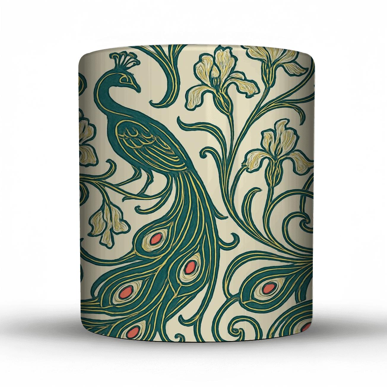 Art Nouveau Peacock Filigree Whiplash Motif personalized mugs