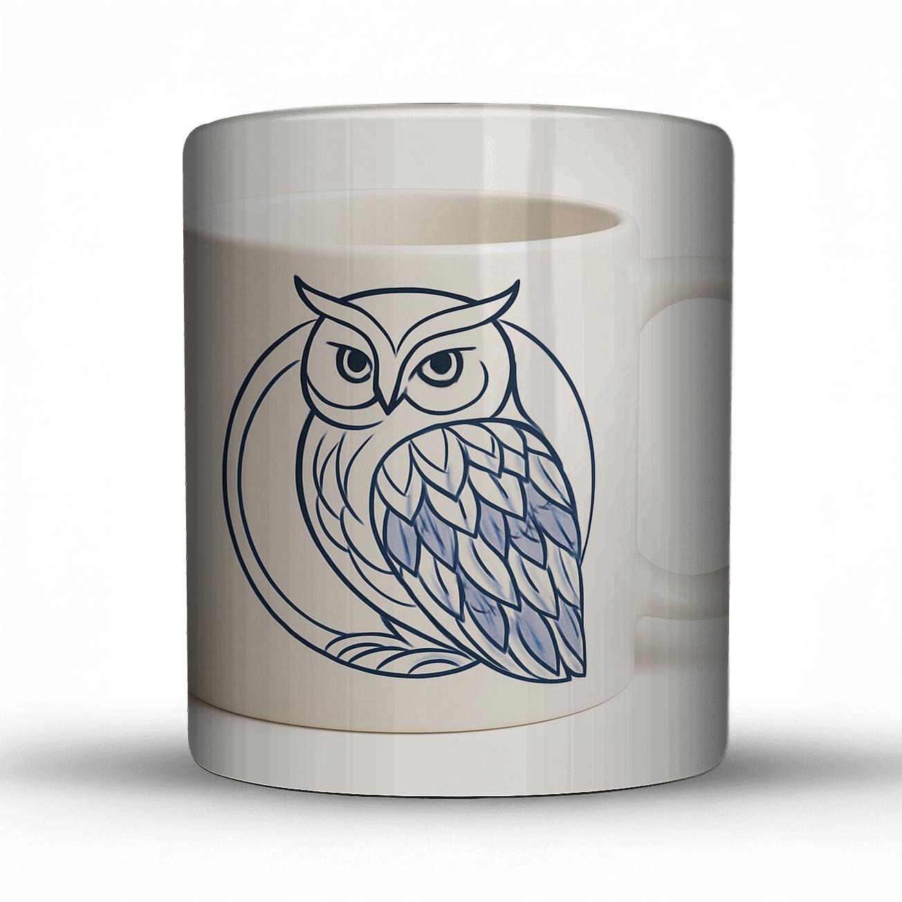 Ukiyo E Owl Botanical Medallion Wrap travel mugs with handles