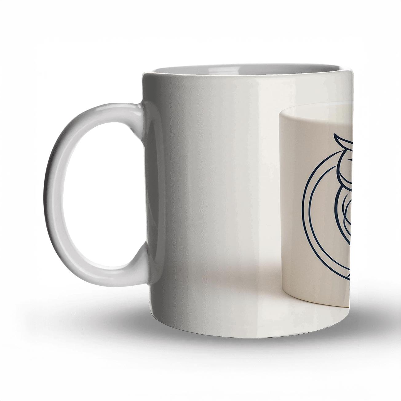 Ukiyo E Owl Botanical Medallion Wrap travel mugs with handles